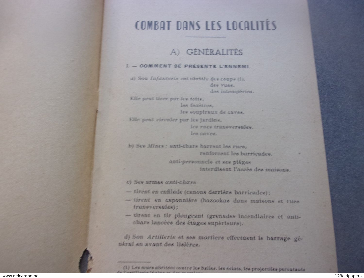 COMBAT DANS LES LOCALITES Ecole SOUS OFFICIERS  De Saint Maixent 1950 - Otros & Sin Clasificación