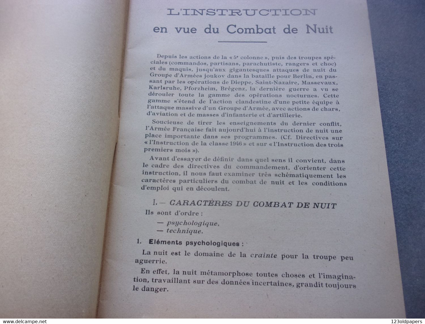 INSTRUCTION EN VUE DU COMBAT DE NUIT  Ecole SOUS OFFICIERS  De Saint Maixent 1950 41 PAGES - Otros & Sin Clasificación