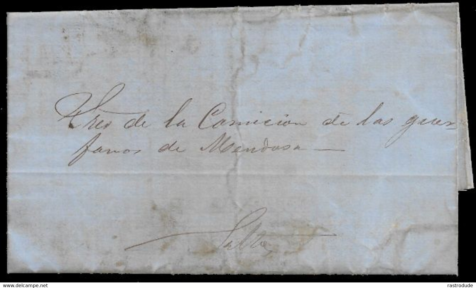 1861 RARE ARGENTINA STAMPLESS ENTIRE - MENDOZA (MENDONÇA) EARTHQUAKE TERREMOTO ERDBEBEN TREMBLEMENT DE TERRE - Préphilatélie