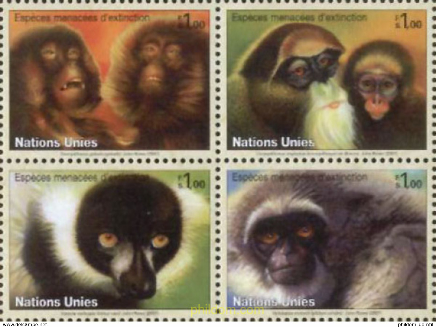 346834 MNH NACIONES UNIDAS. Ginebra 2007 PROTECCCION DE LA NATURALEZA - Chimpancés