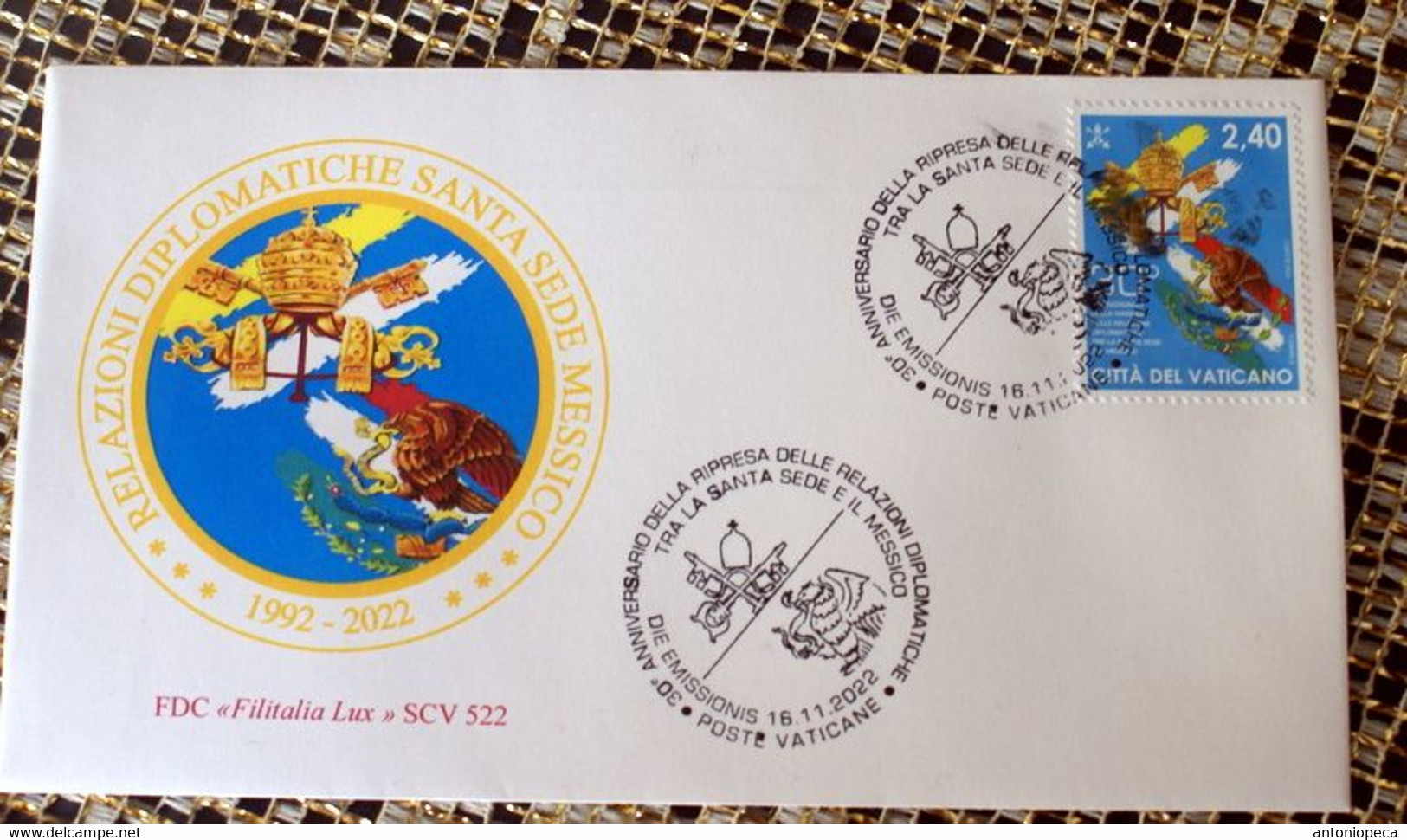 VATICAN 2022, ANNIVERSARY DIPLOMATIC RELATIONS MESSICO  FDC - Unused Stamps