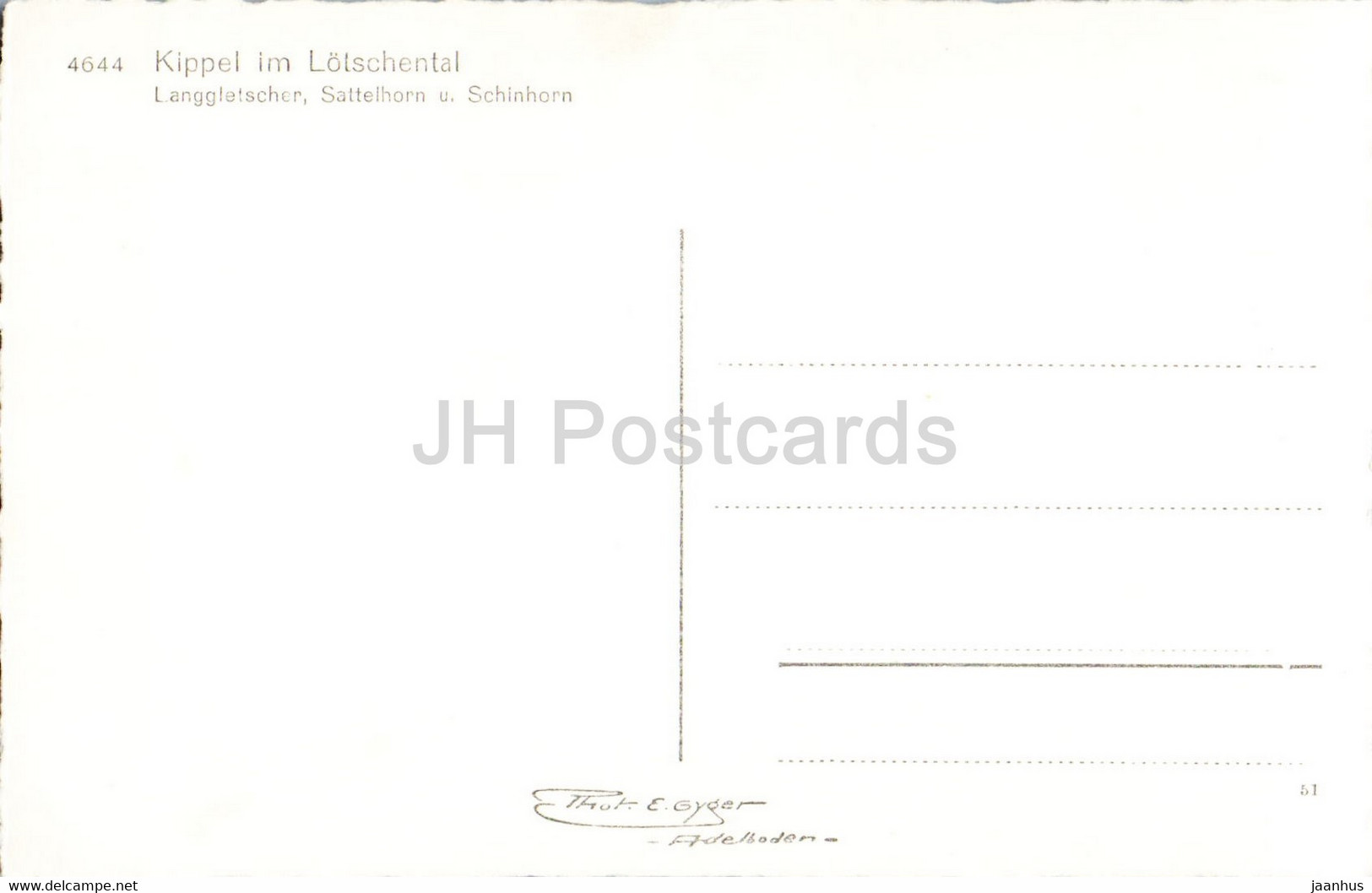 Kippel Im Lotschental - Langgletscher Sattelhorn Schinhorn - 4644 - Old Postcard - Switzerland - Unused - Kippel