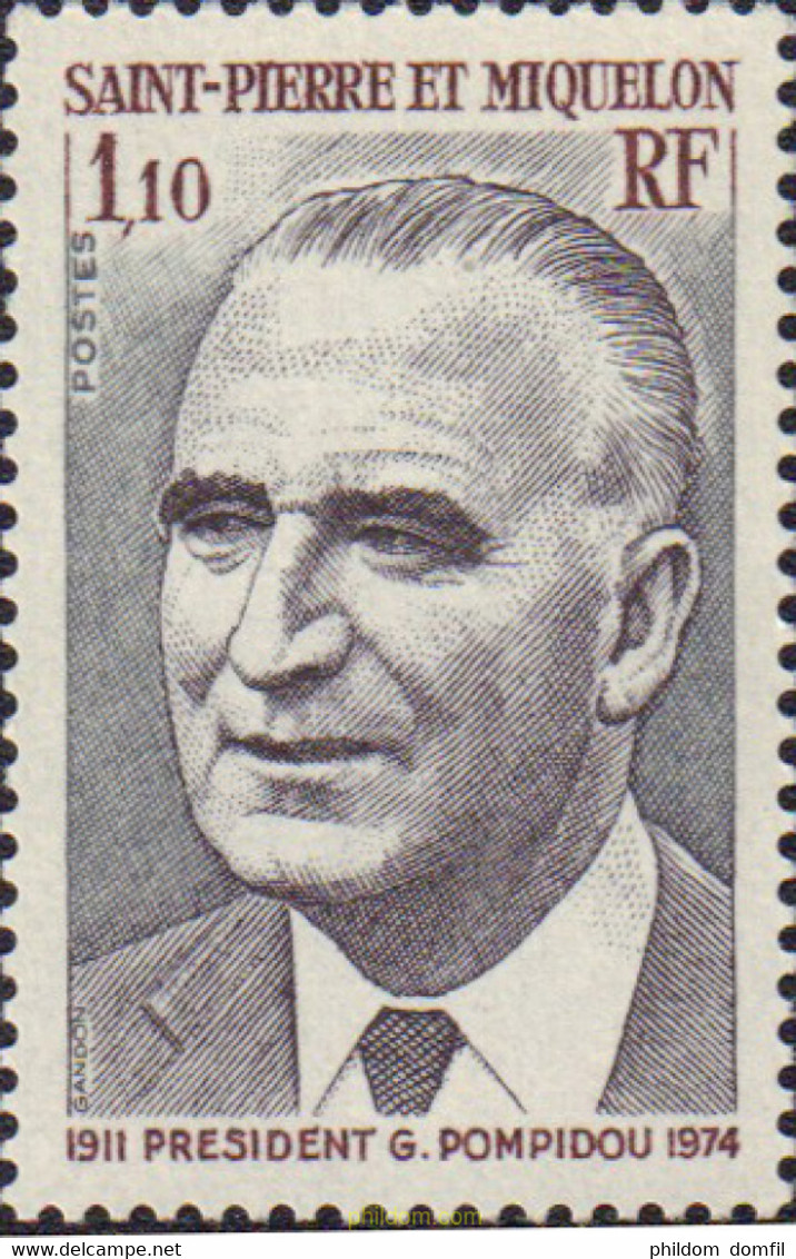 161320 MNH SAN PEDRO Y MIQUELON 1976 PRESIDENTE G. POMPIDOU (1911-1974) - Gebruikt