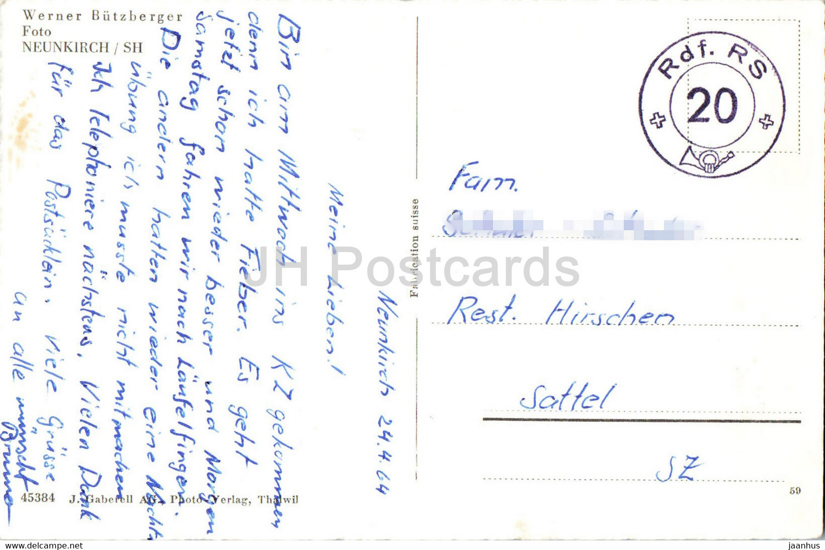 Neunkirch - Obertor - 45384 - 1964 - Switzerland - Used - Neunkirch