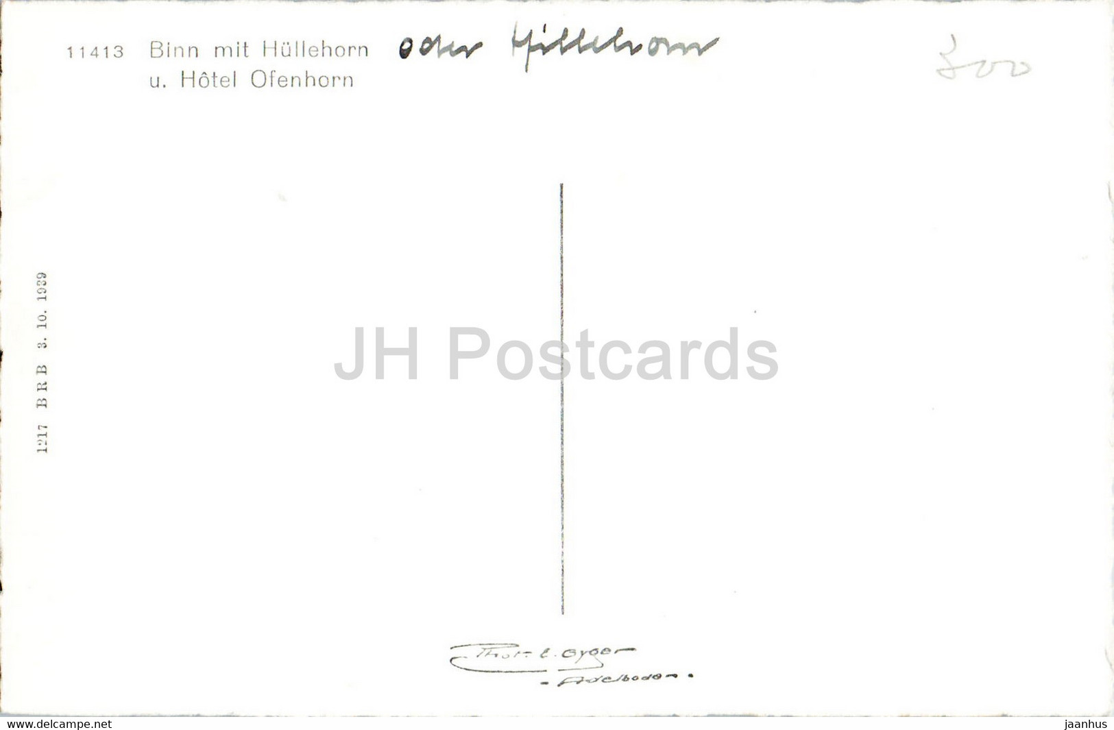 Binn Mit Hullehorn U Hotel Ofenhorn - Old Postcard - Switzerland - Used - Binn