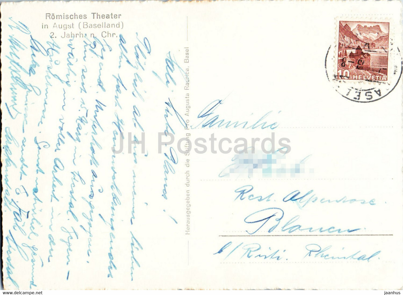 Romisches Theater In Augst (Baselland) - Theatre - Ancient World - Old Postcard - Switzerland - Used - Augst