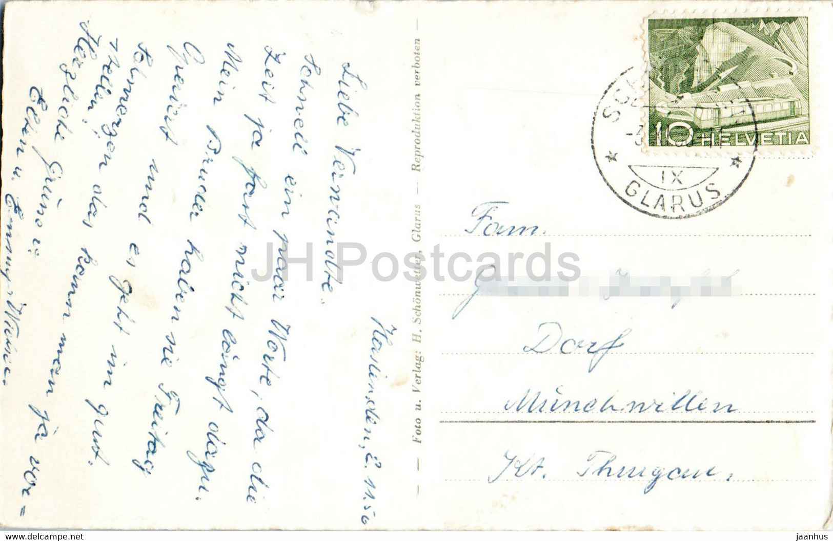 Schwanden Mit Todi U Gemsfayren - 02492 - Old Postcard - 1956 - Switzerland - Used - Schwanden