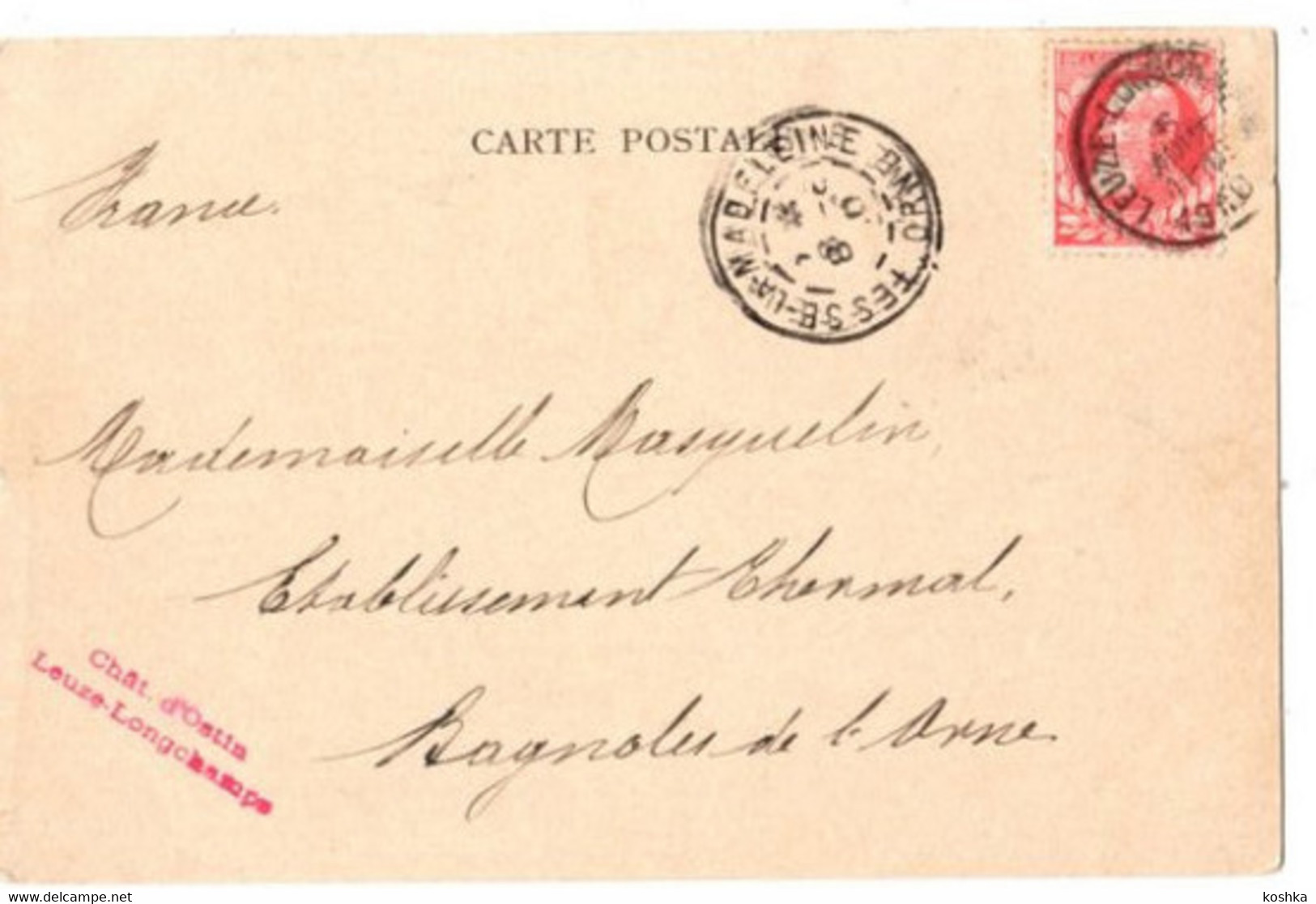 LEUZE LONGCHAMPS - Château D' Ostia - Envoyée En 1910 - - Eghezee