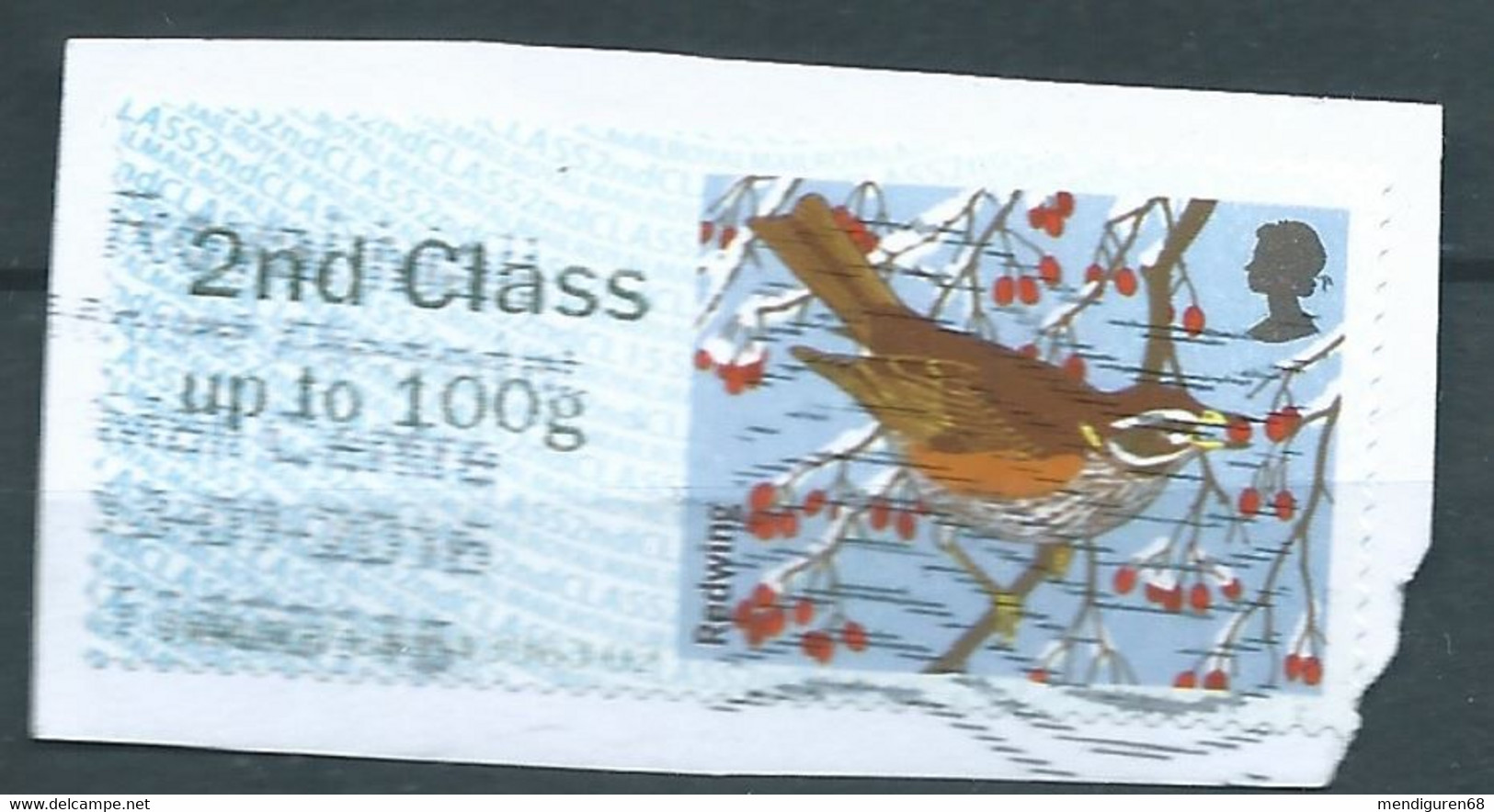 GROSBRITANNIEN GRANDE BRETAGNE GB POST&GO 2015 WINTER FUR AND FEATHERS:REDWING 2Nd CLASS Up To 100g PAPER SG FS144 - Post & Go Stamps