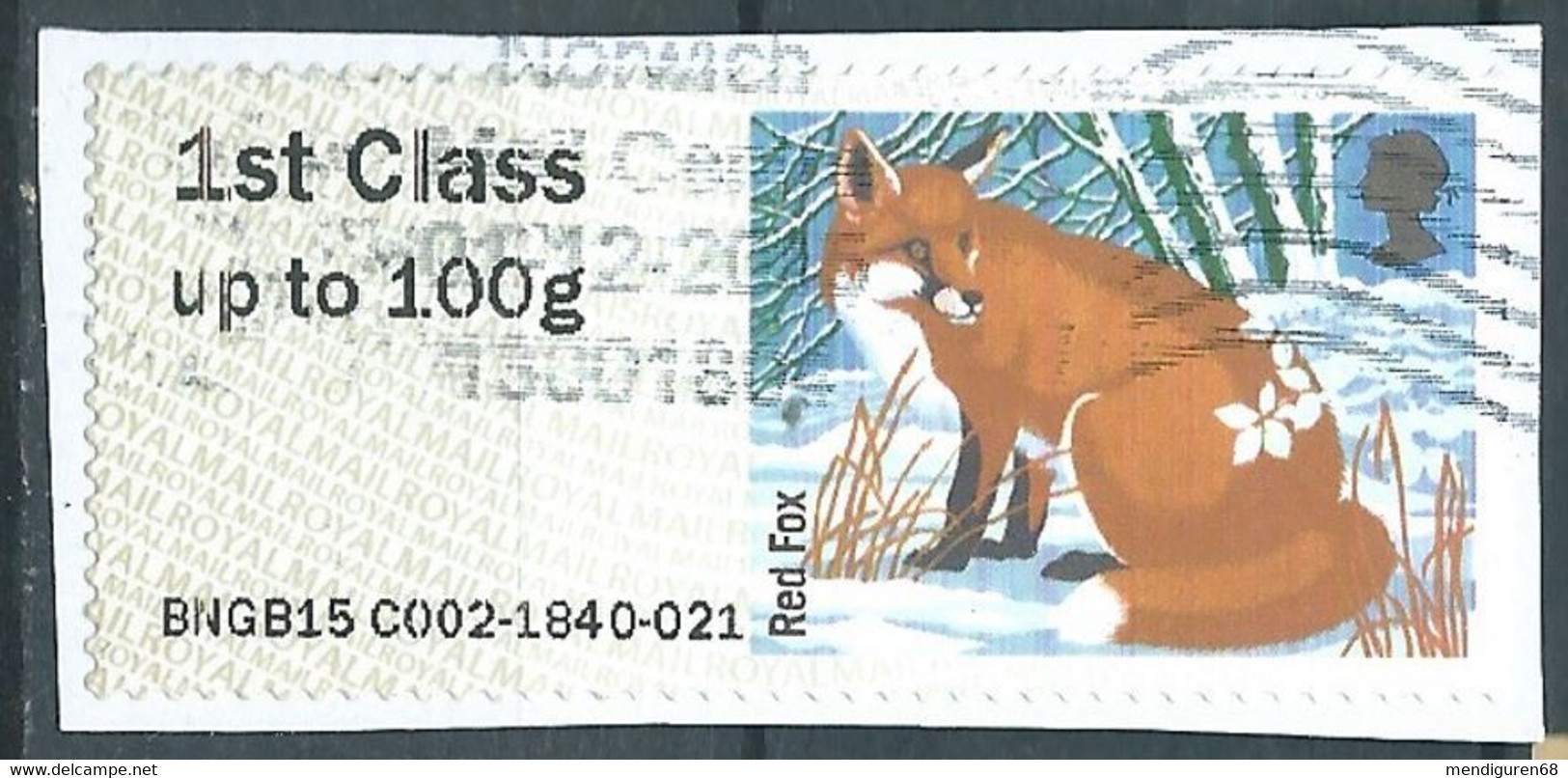 GROSBRITANNIEN GRANDE BRETAGNE GB POST&GO 2015 WINTER FUR AND FEATHERS:RED FOX 1ST CLASS Up To 100g PAPER SG FS145 - Post & Go Stamps