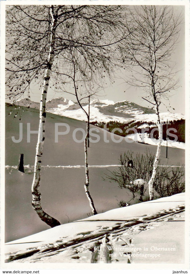 Wintermorgen In Obersaxen Mit Valgrondagruppe - 611 - Old Postcard - 1938 - Switzerland - Used - Obersaxen