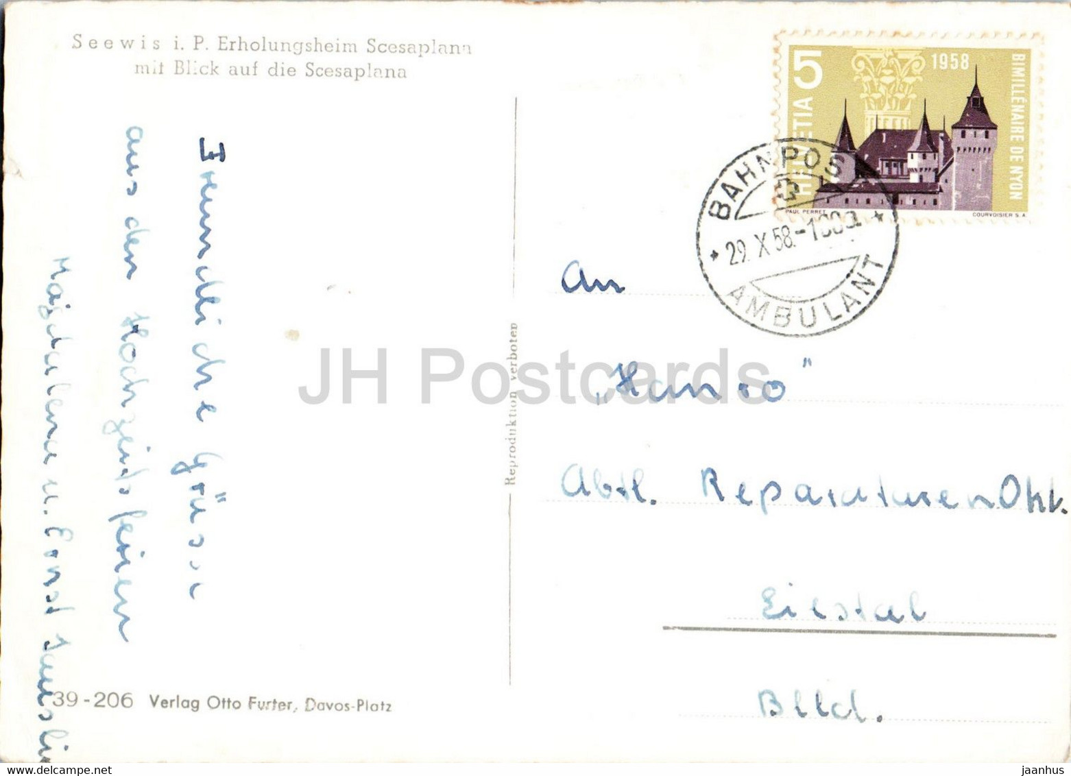 Seewis I P Erholungsheim Scesaplana Mit Blick Auf Die Scesaplana - Old Postcard - 1958 - Switzerland - Used - Seewis Im Prättigau
