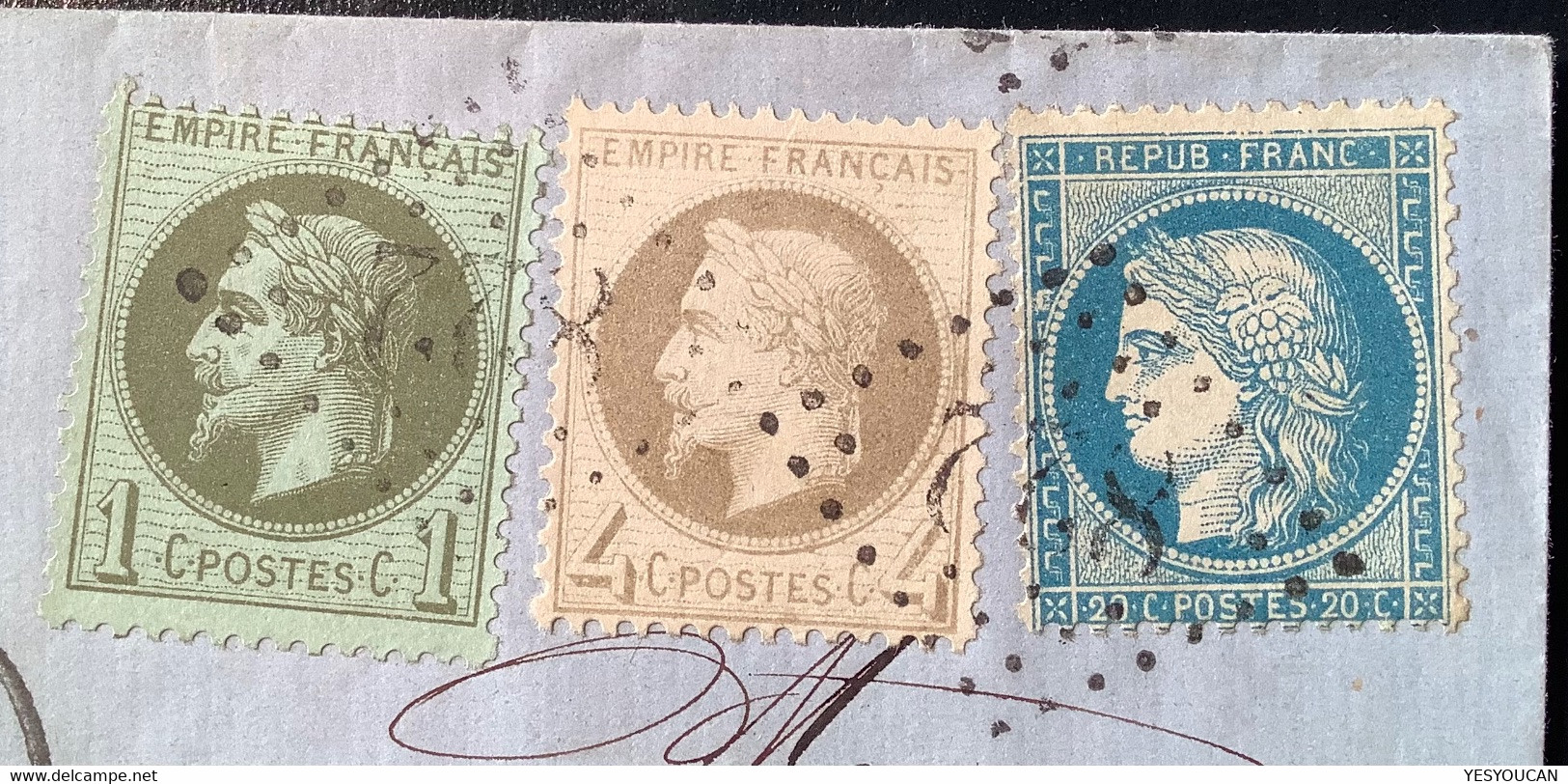 CETTE 1871+GC822 Lettre Mixte SUP Empire Lauré 1c, 4c+ Siége 20c #25, 27B, 37>Montpellier(Herault France Huile D’olive - 1849-1876: Période Classique