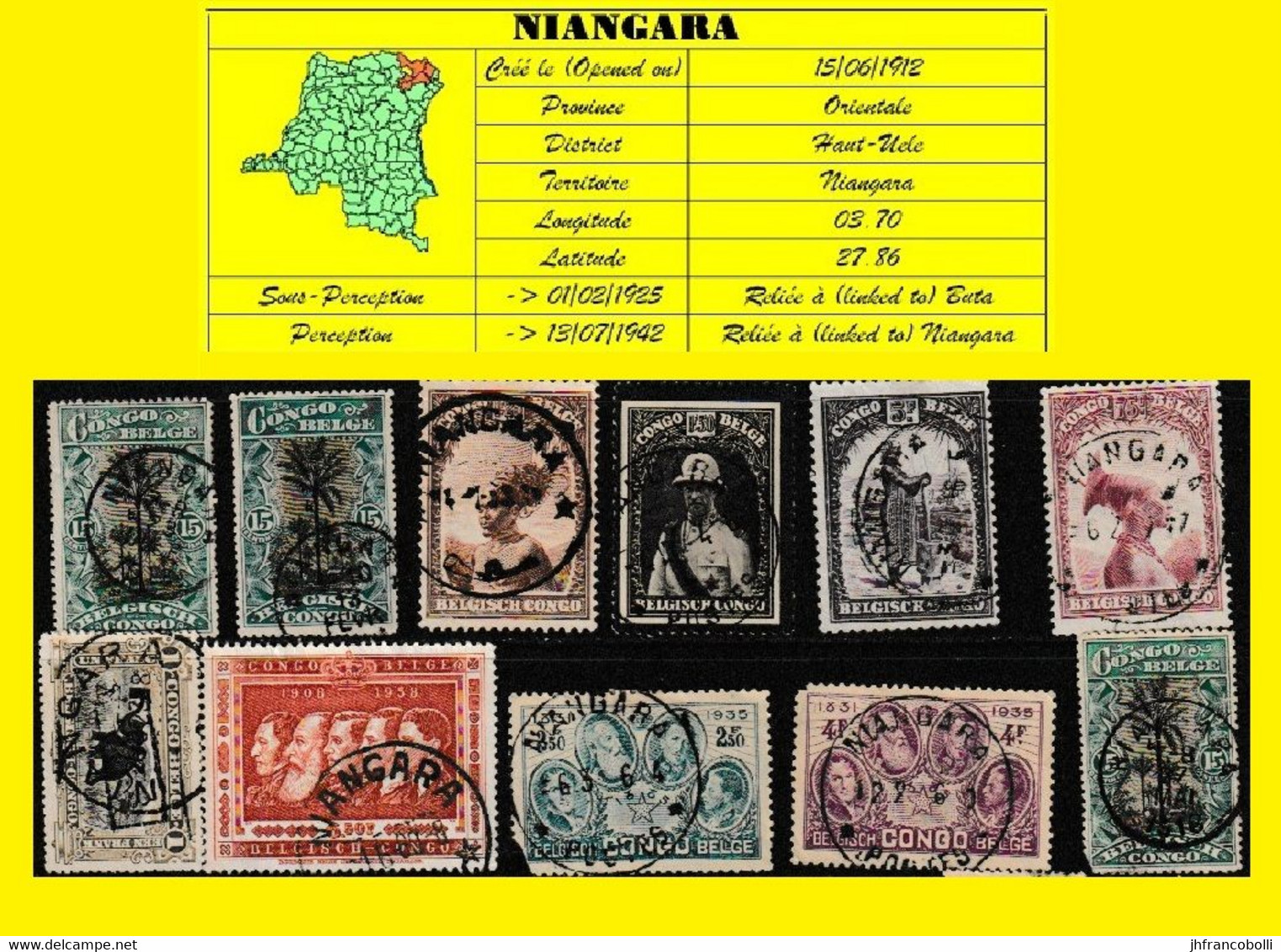 (°) BELGIAN CONGO / CONGO BELGE = NIANGARA CANCELS STUDY X 11 STAMPS  [F] - Variétés Et Curiosités