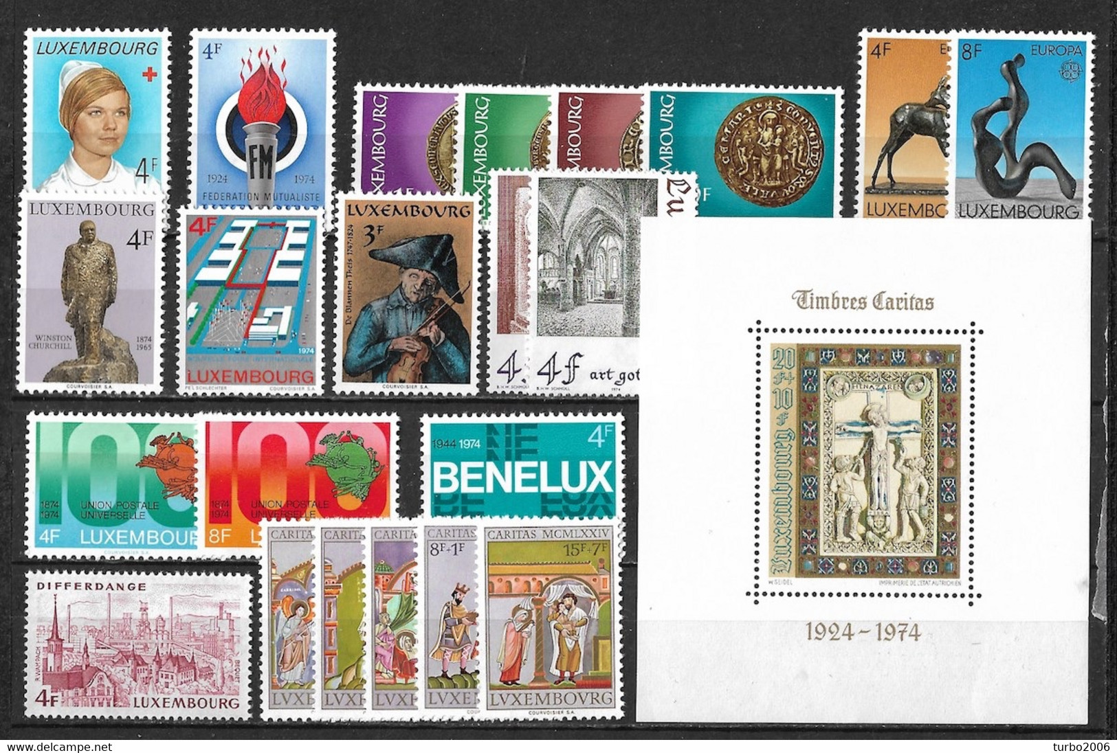 Luxemburg 1974 All Sets + Block Complete MNH Michel 876 / 897 + B 9 - Années Complètes