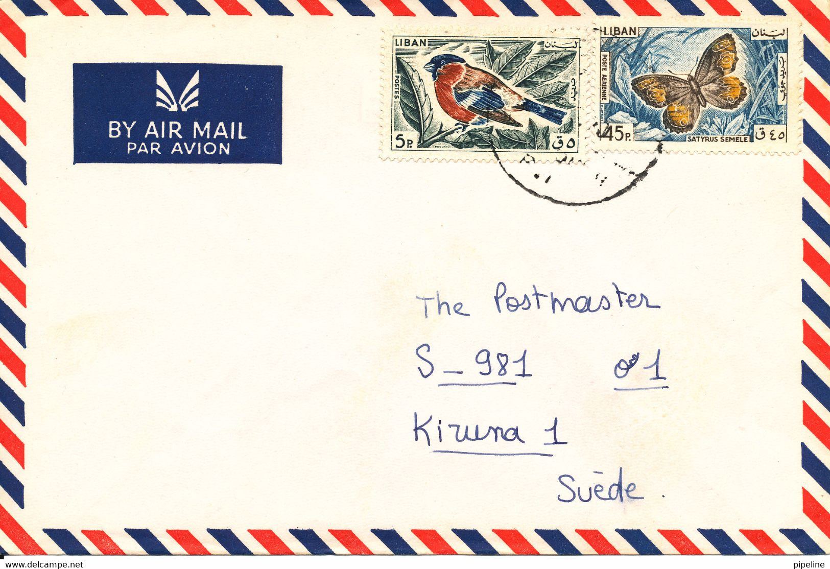 Lebanon Air Mail Cover Sent To Sweden With Topic Stamps - Liban