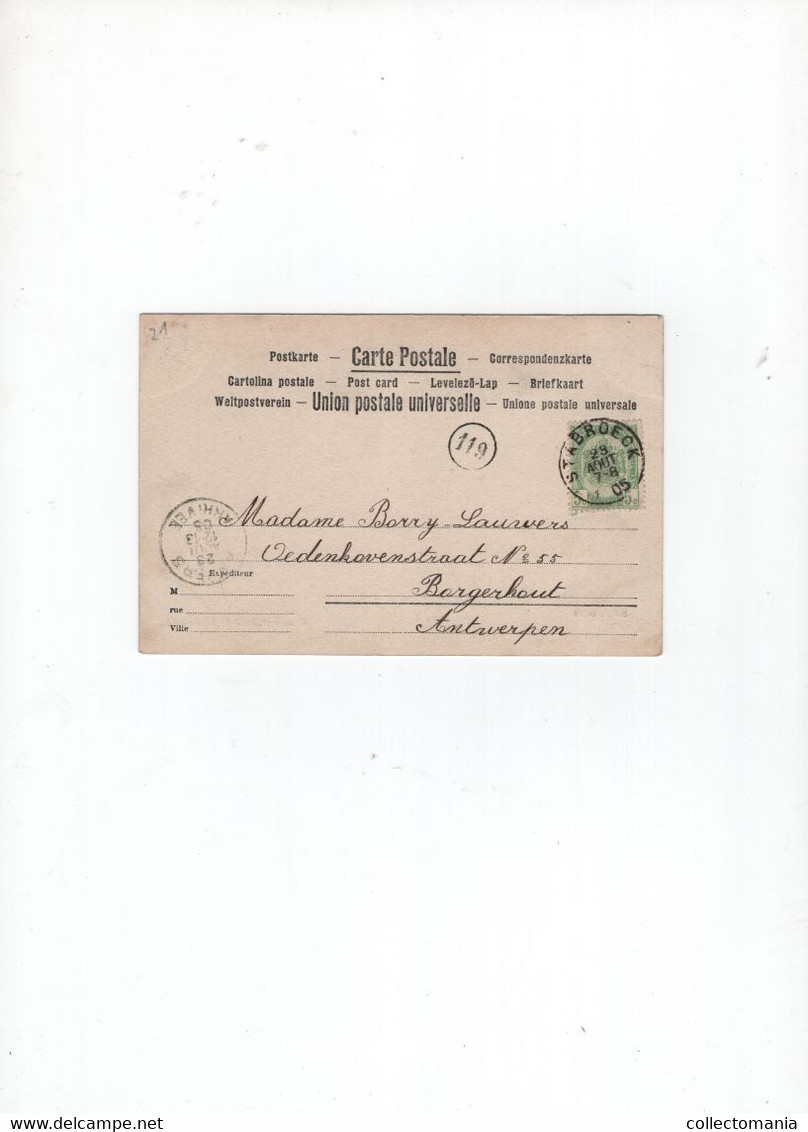 1 Oude Postkaart STABROECK   Gemeentehuis  1905  Uitgever D.V.D. - Stabroek