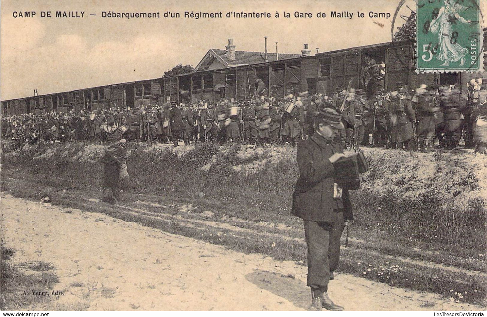 CPA France - Camp De Mailly - Débarquement D'un Régiment D'infanterie à La Gare De Mailly Le Camp - Oblitérée 1913 - Mailly-le-Camp