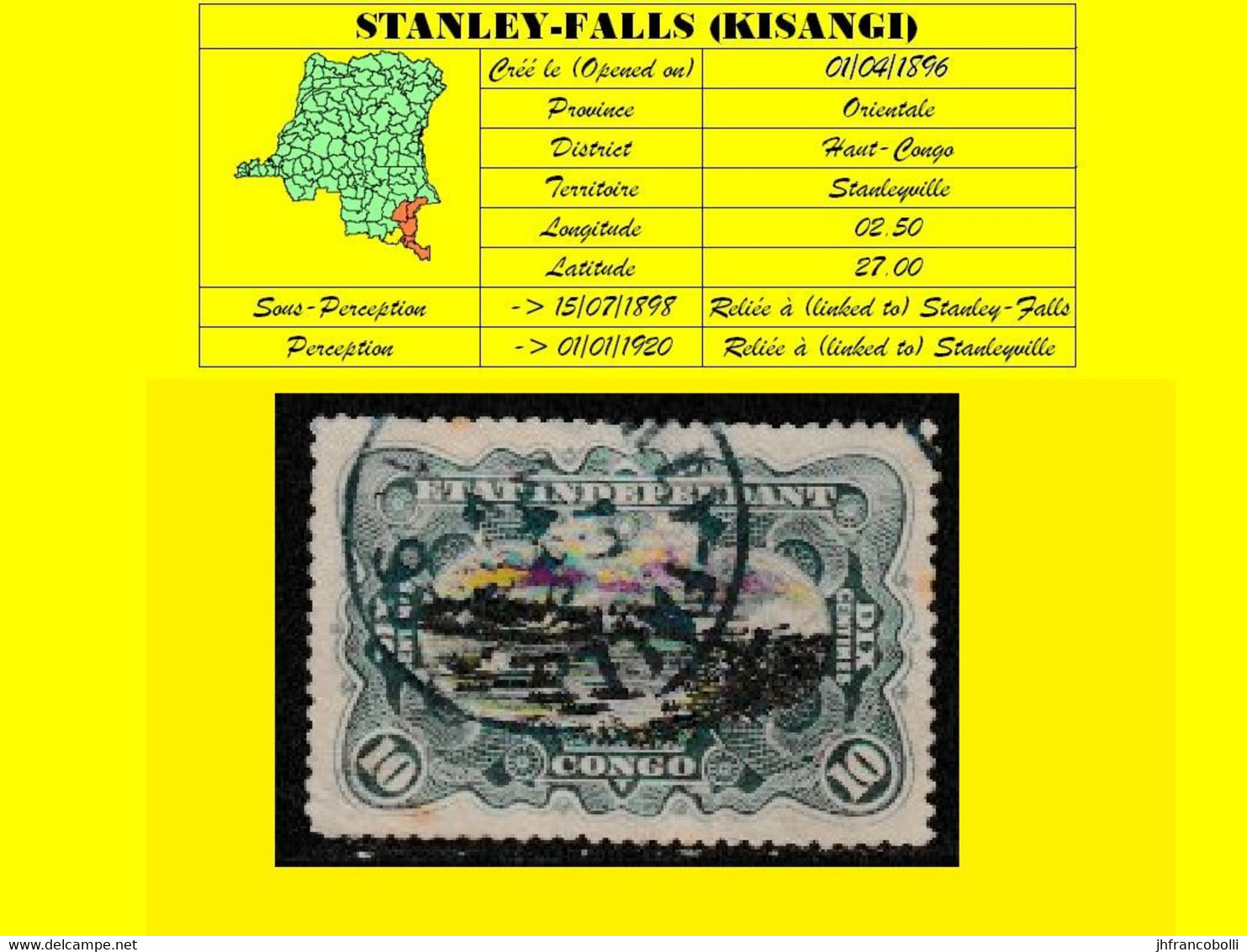 (°) CONGO FREE STATE / ETAT INDEPENDANT DU CONGO = STANLEY FALLS CANCELATION ON EIC 018 BLUE RAPIDS - Variedades Y Curiosidades