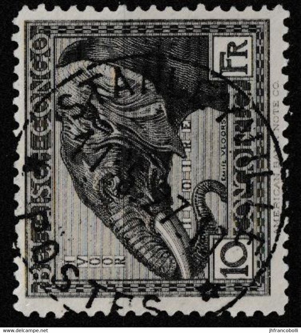 (°) CONGO BELGE / BELGIAN CONGO = STANLEYVILLE CANCELATION ON COB 117 BLACK ELEPHANT [TWO STARS CANCEL] [B] - Errors & Oddities