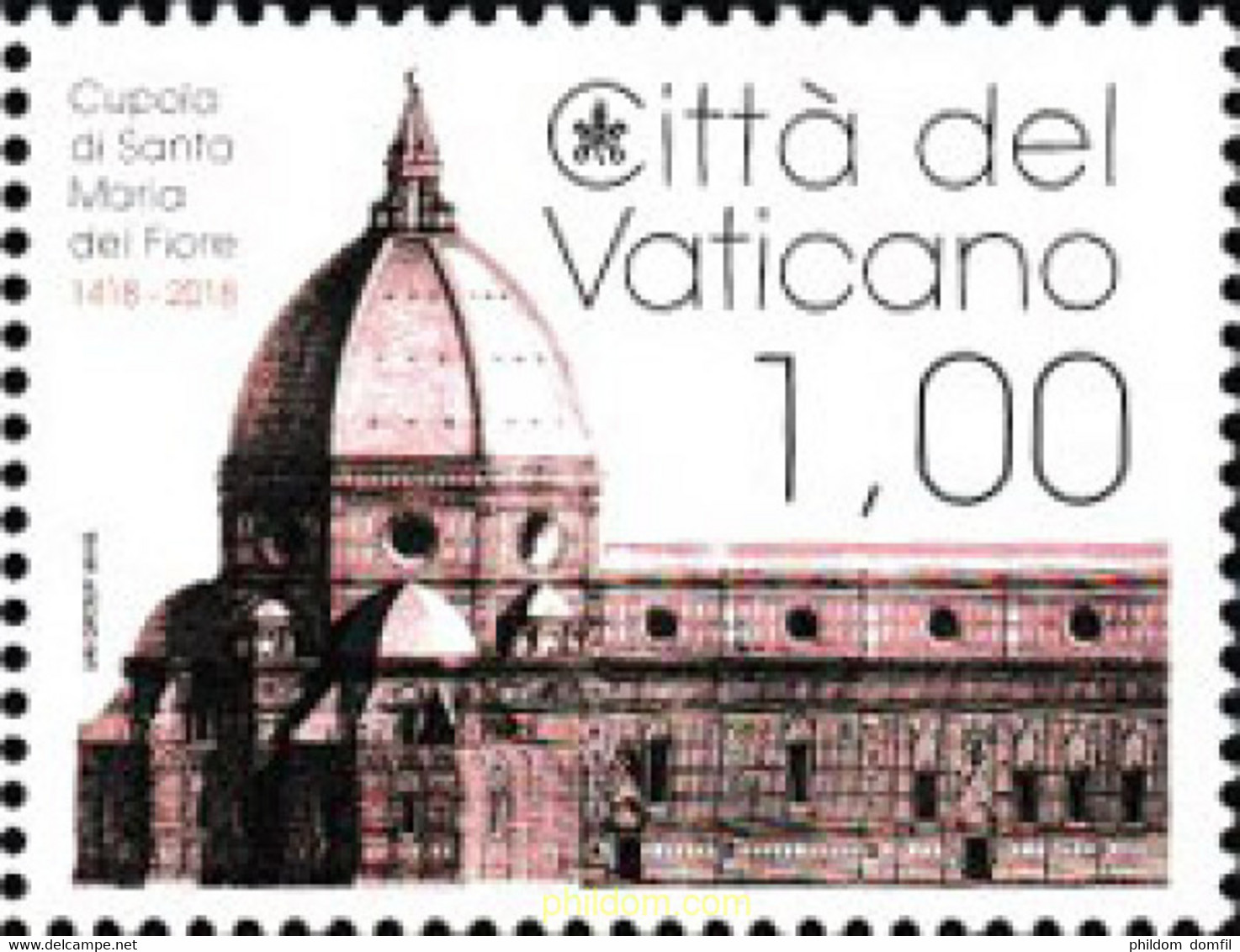 606239 MNH VATICANO 2018 600 ANIVERSARIO DE LA CUPULA DE SANTA MARIA DEL FIORE - Usati