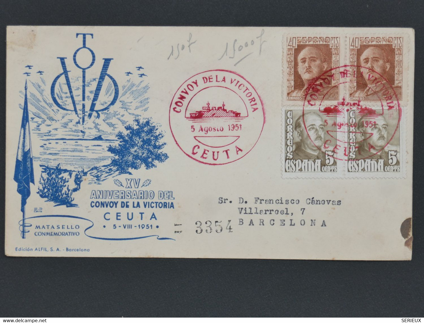 K30 ESPANA  BELLE LETTRE  RRR 1951  CONVOY DE LA VICTORIA+BARCELONA++ AFFRANCH. INTERESSANT++ - Other & Unclassified