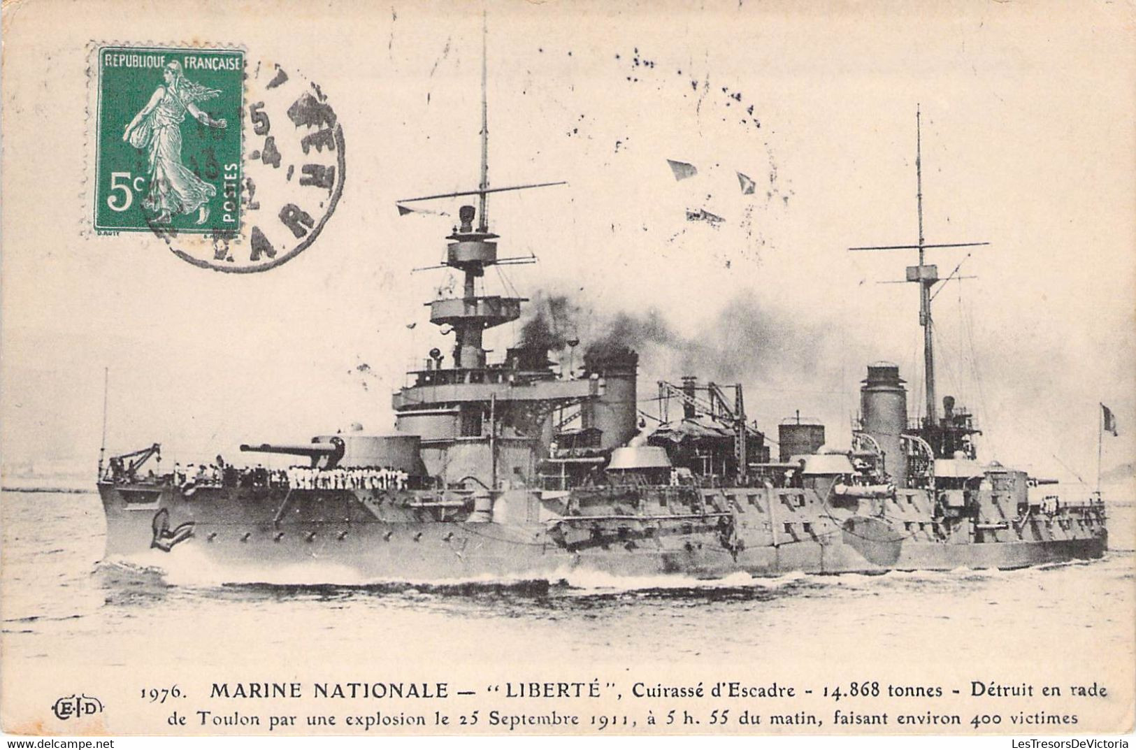 CPA Transport - Bateau - Marine Nationale - Liberté - Cuirassé D'Escadre - Détruit En Rade De Toulon - ELD - Oblitérée - Warships