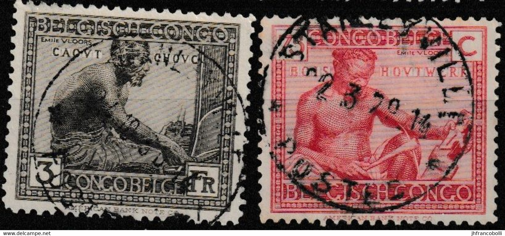 (°) CONGO BELGE / BELGIAN CONGO STANLEYVILLE CANCELATION ON COB 115+126 RUBBER + ROSE WOOD CARVING [ VLOORS -1+2- ] [A] - Errors & Oddities