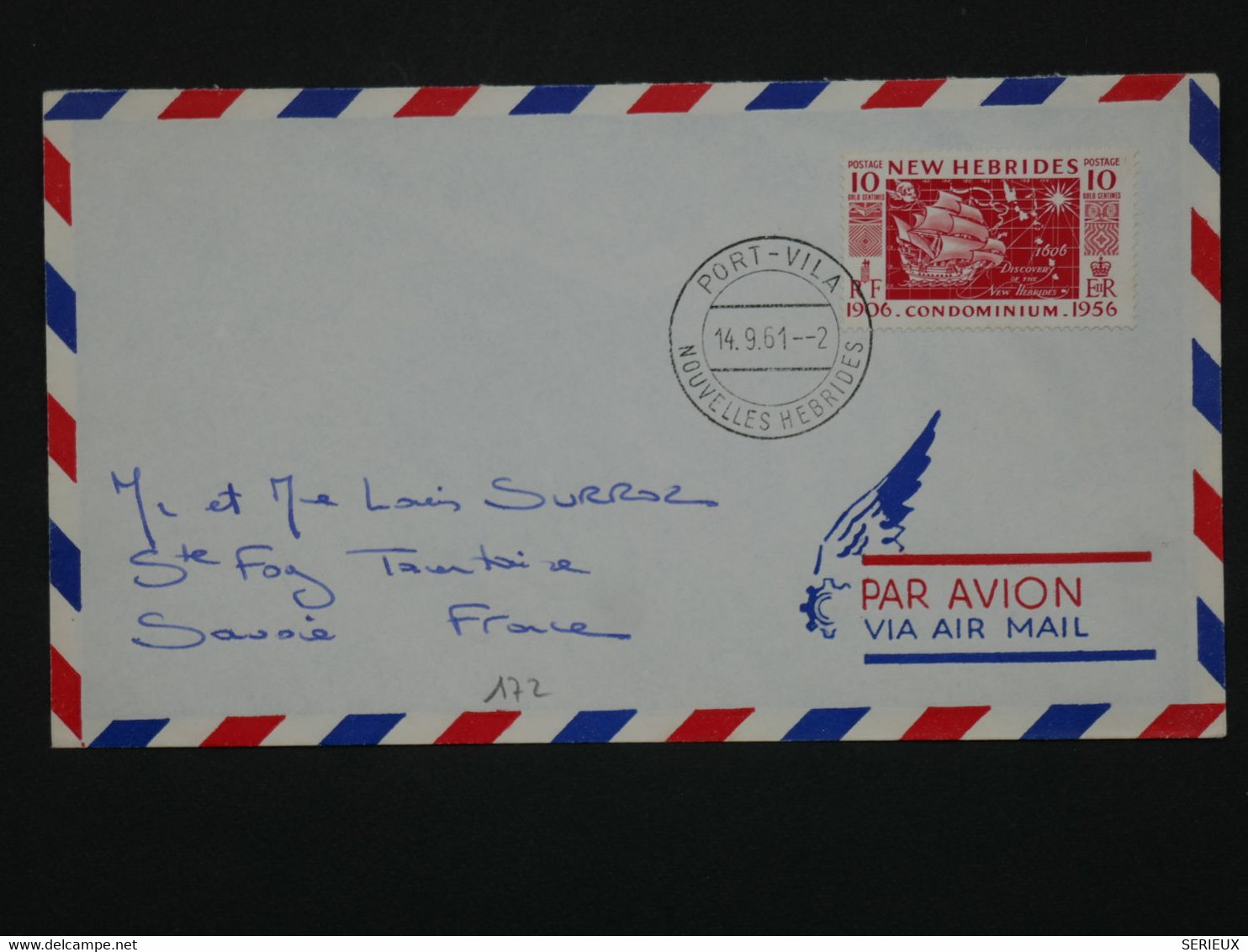 K30 NEW HEBRIDES  BELLE LETTRE RR 1961 PAR AVION  PORT   VILLA A STE FOY FRANCIA ++ AFFRANCH. PLAISANT++ - Briefe U. Dokumente