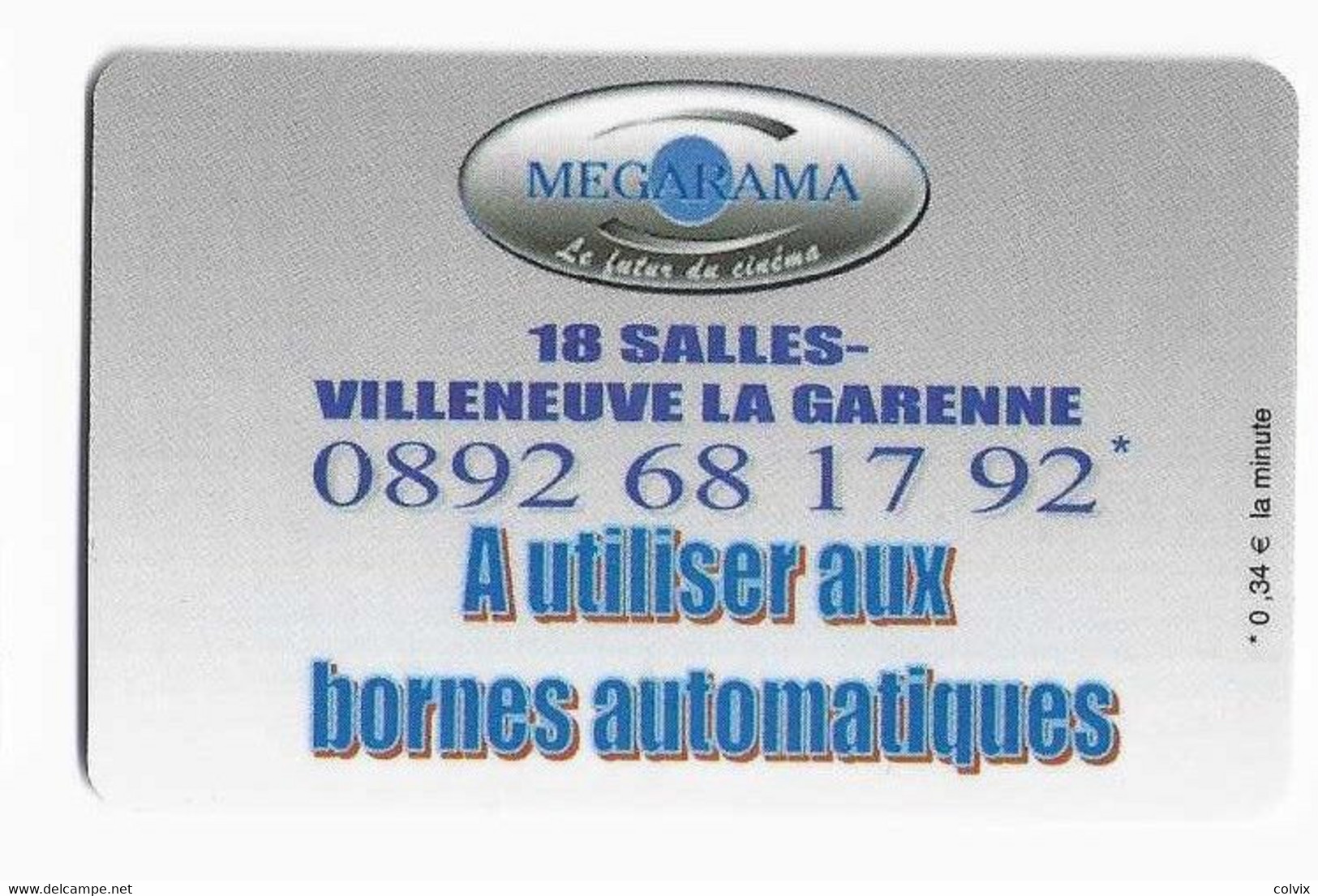 FRANCE CARTE CINEMA MEGARAMA VILLENEUVE LA GARENNE - Movie Cards