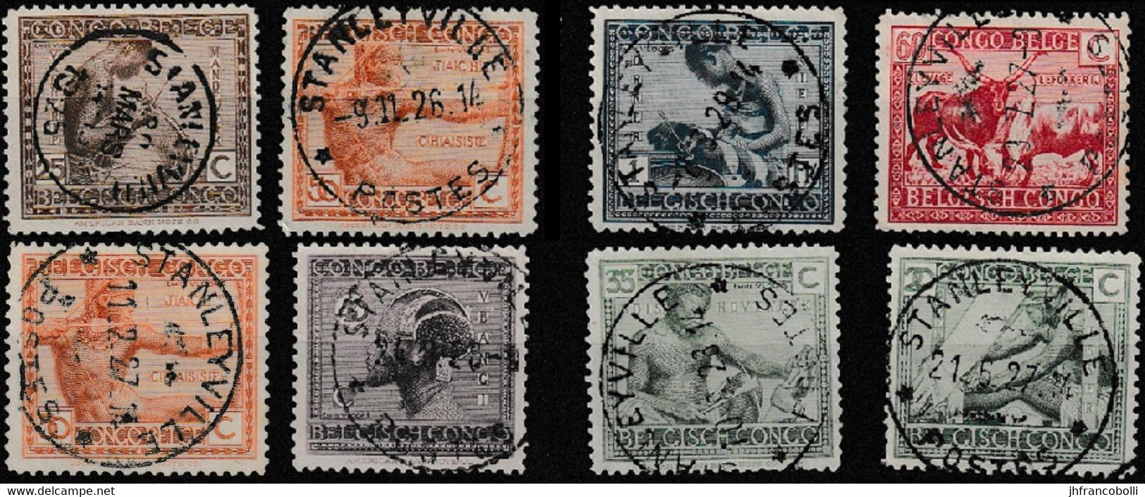 (°) CONGO BELGE / BELGIAN CONGO STANLEYVILLE CANCELATION ON [ VLOORS -1+2- ] 8 STAMPS WITH ROUND CANCELS [F] - Variedades Y Curiosidades