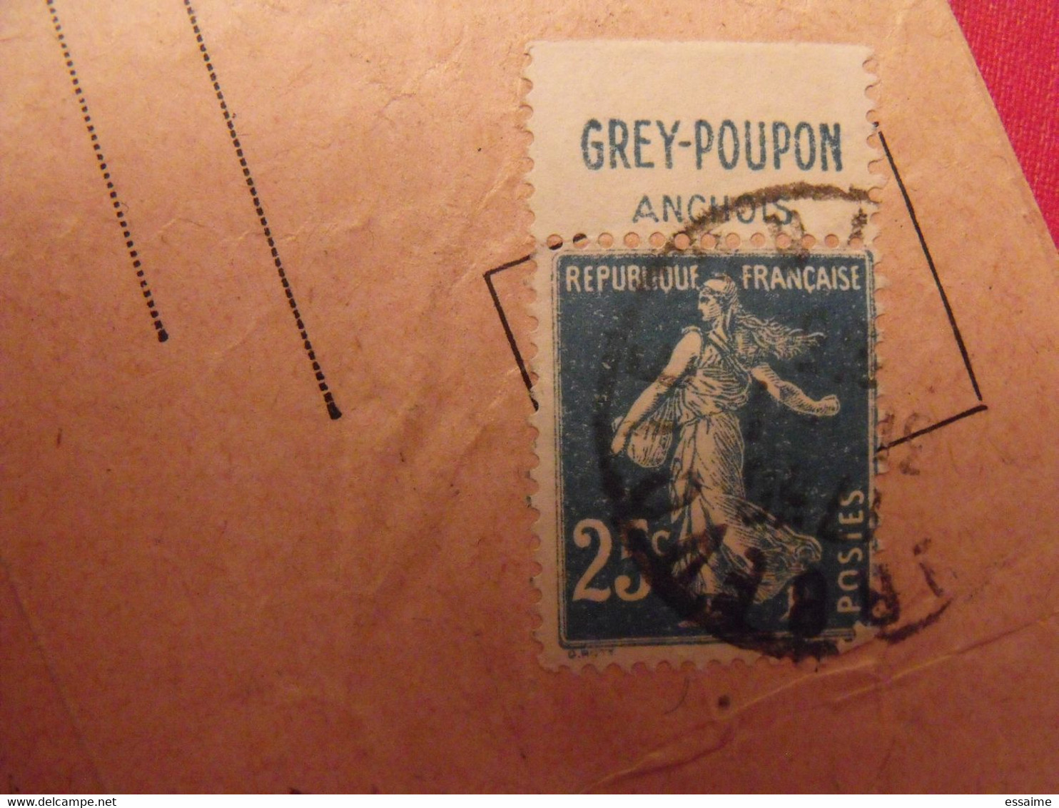 Lettre + Timbre Pub Publicitaire Semeuse 25c Bleu N° 140. Grey Poupon. Publicité Carnet Réclame - Storia Postale