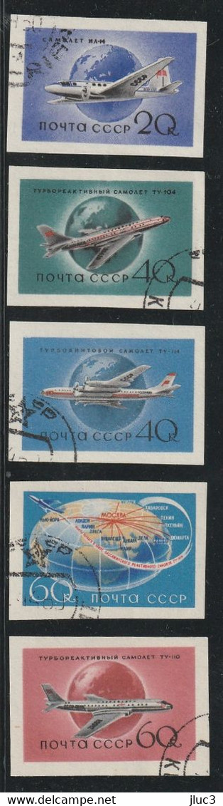 OPA105-11(2) - URSS 1958 - La SERIE Complète Non Dentelée  7 TIMBRES  N° PA 105 à 111 - Poste Aérienne - Aviation Civile - Ongebruikt