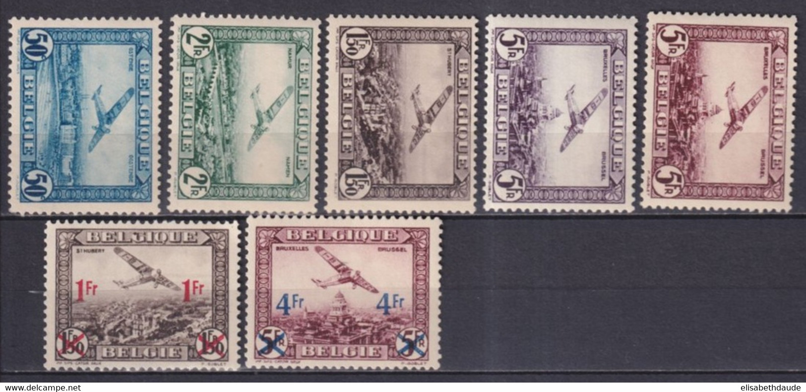 BELGIQUE - 1930/35 - POSTE AERIENNE SERIE COMPLETE YVERT N°A 1/7 * MH - COTE = 56 EUR. - Ongebruikt