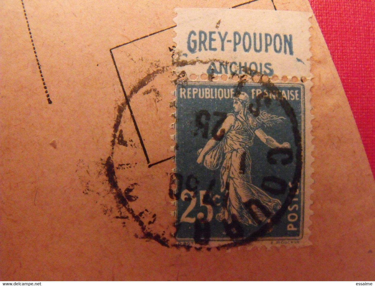 Lettre + Timbre Pub Publicitaire Semeuse 25c Bleu N° 140. Grey Poupon. Publicité Carnet Réclame - Lettres & Documents