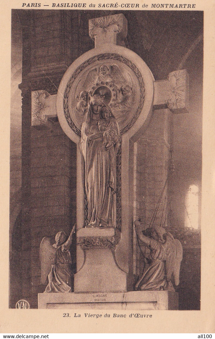 A21628 - Basilique Du Sacre Coeur La Vierge Du Banc D'Oeuvre PARIS Monument Sculpture France Post Card Unused - Monumenten