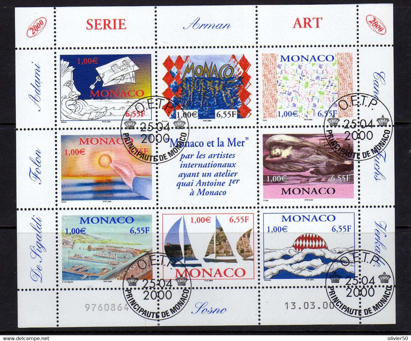 Monaco - 2000 - Art   - Monaco Et La Mer -- Obliteres - Used Stamps