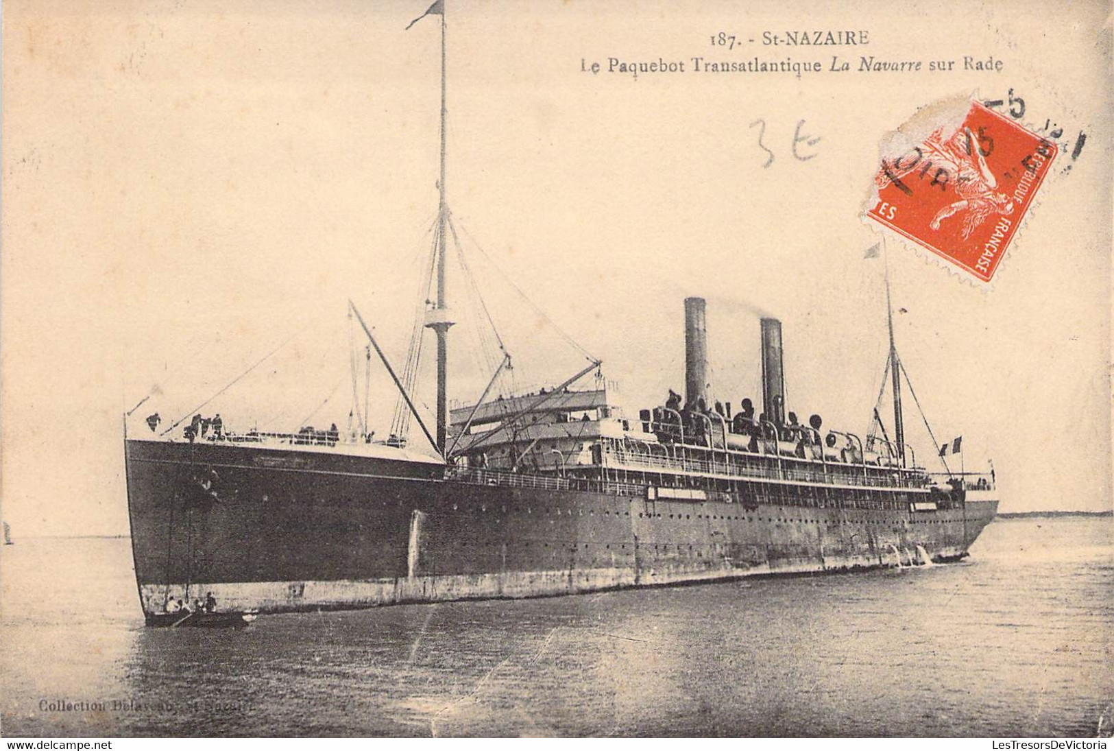 CPA France - Loire Atlantique - Saint Nazaire - Le Paquebot Transatlantique La Navarre Sur Rade - Oblitérée 1915 - Saint Nazaire