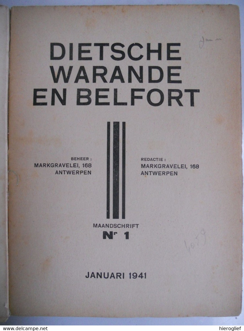 Dietsche Warande & Belfort 1941 Nr 1 Tijdschrift Voor Letterkunde En Geestesleven - Letteratura