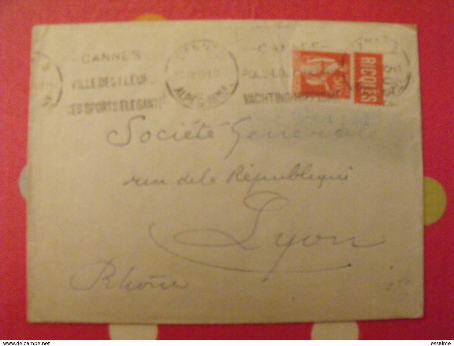 Lettre + Timbre Pub Publicitaire Paix N° 283 I. Ricqlès. Publicité Carnet Réclame - Storia Postale