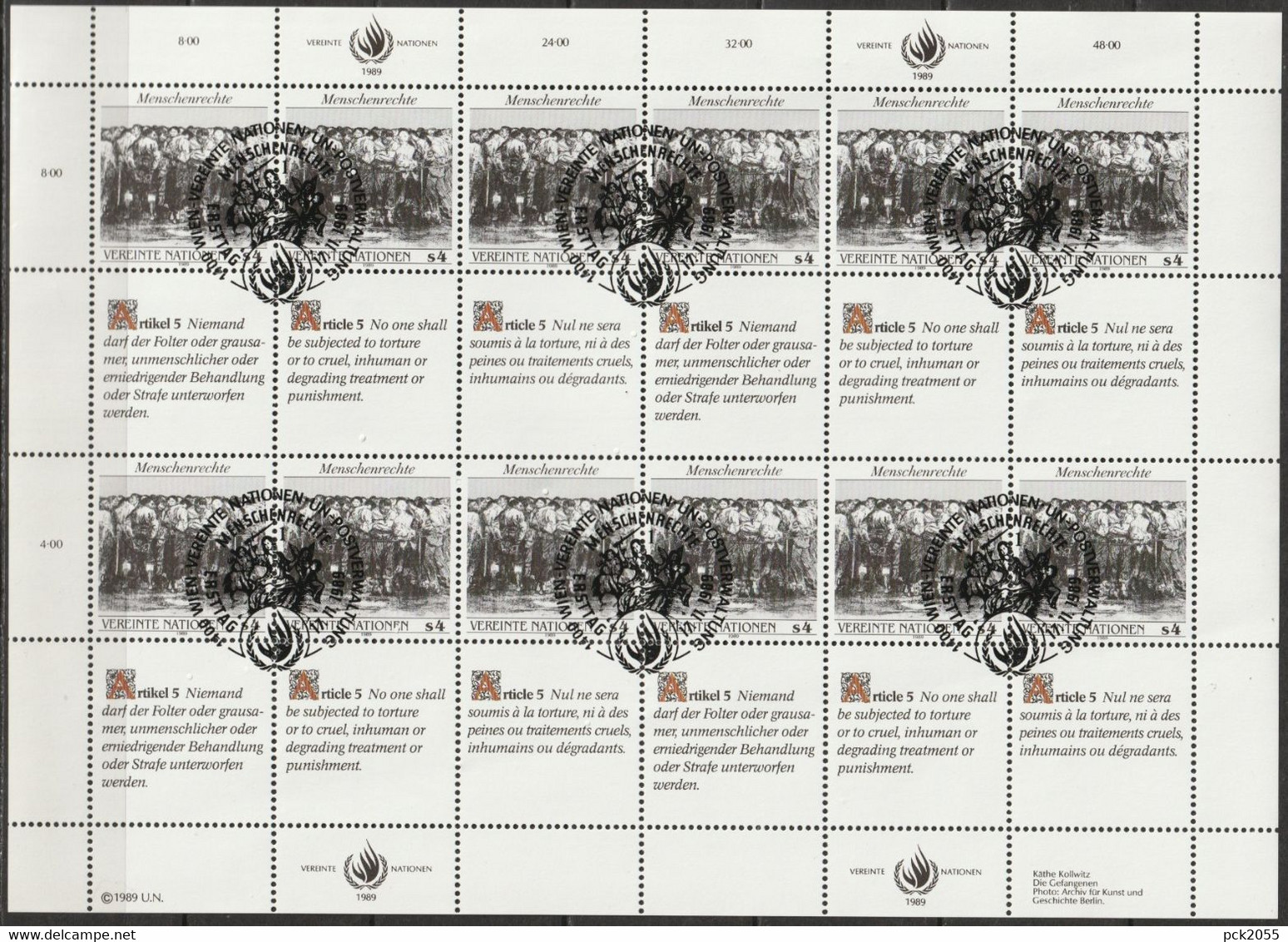 UNO Wien 1989 MiNr.96- 97 O Gestempelt Zd-Bogensatz  Menschenrechte ( Dg 312)  Günstige Versandkosten - Gebraucht