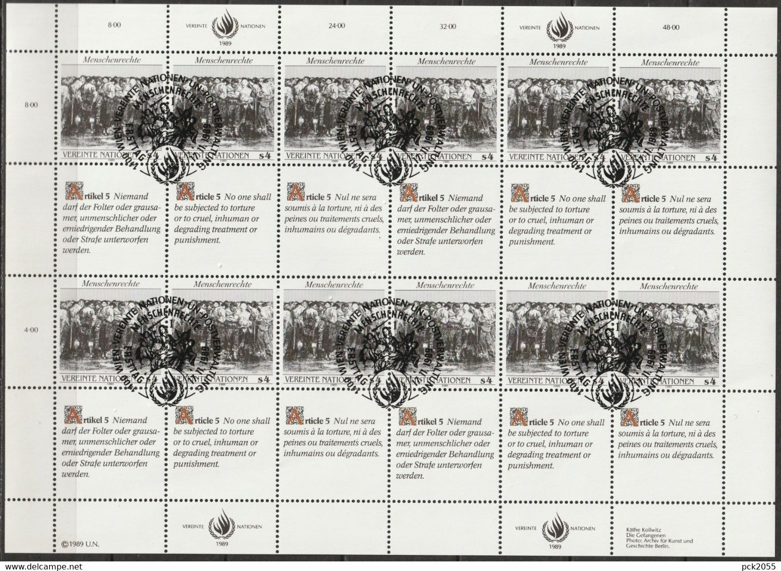 UNO Wien 1989 MiNr.96- 97 O Gestempelt Zd-Bogensatz  Menschenrechte ( Dg 312)  Günstige Versandkosten - Usados