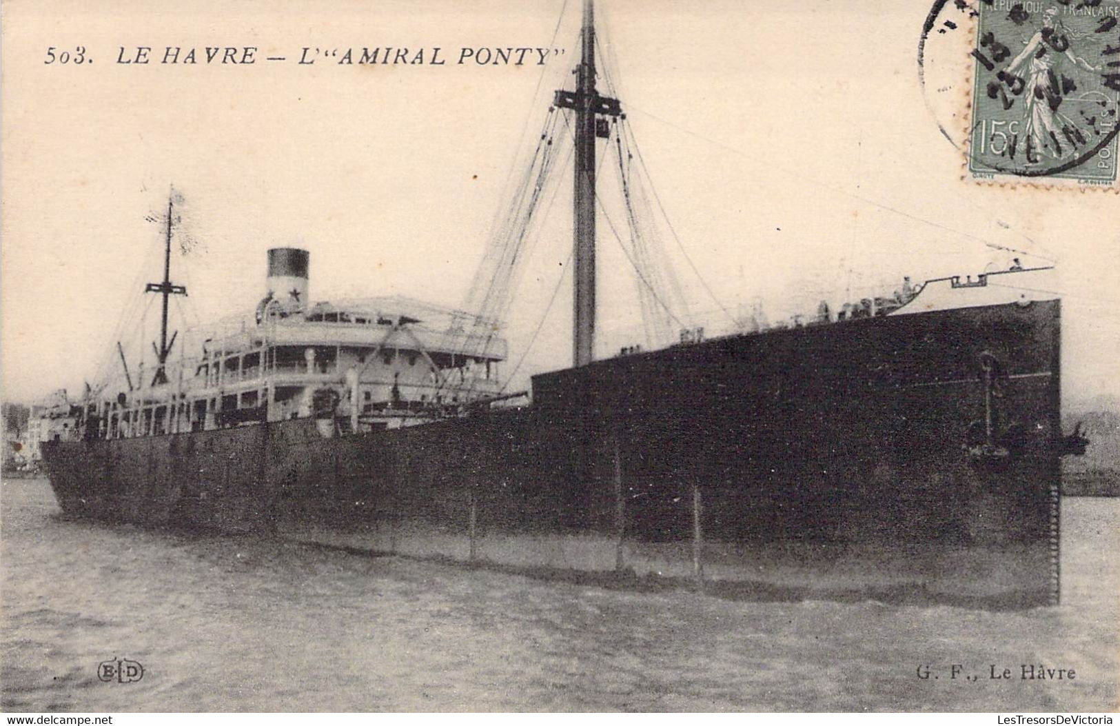 CPA Transports - Bateau - Paquebot - Le Havre - L'Amiral Ponty - G. F. - E. Le Deley. - Oblitérée Avril 1924 Seine Inf. - Paquebote