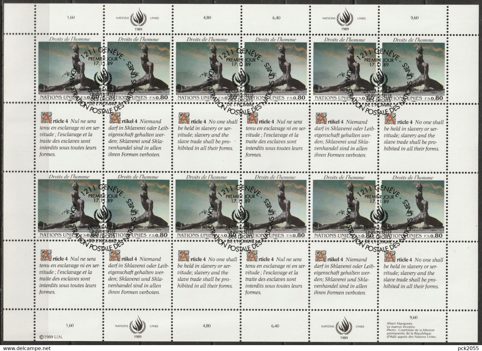 UNO Genf 1989 MiNr.180- 181 O Gestempelt Zd-Bogensatz  Menschenrechte ( Dg 313)  Günstige Versandkosten - Used Stamps