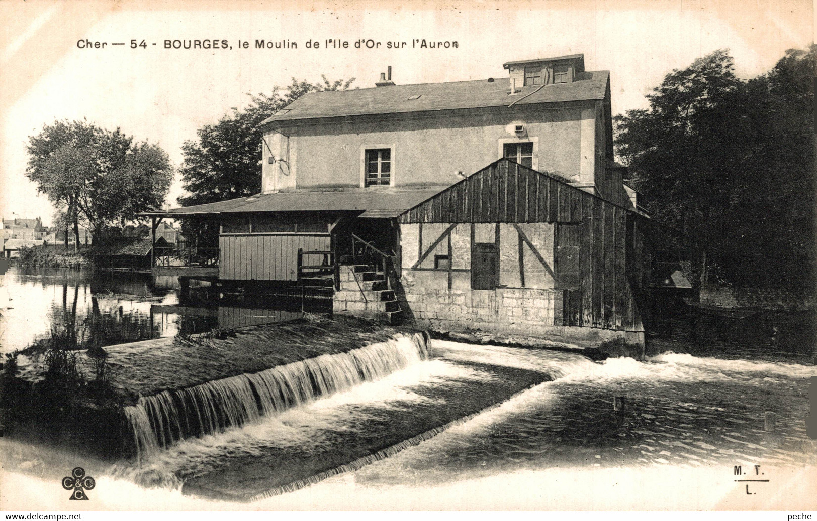 N°100221 -cpa Bourges -le Moulin De L'île D'Or Sur L'Aurore- - Mulini Ad Acqua
