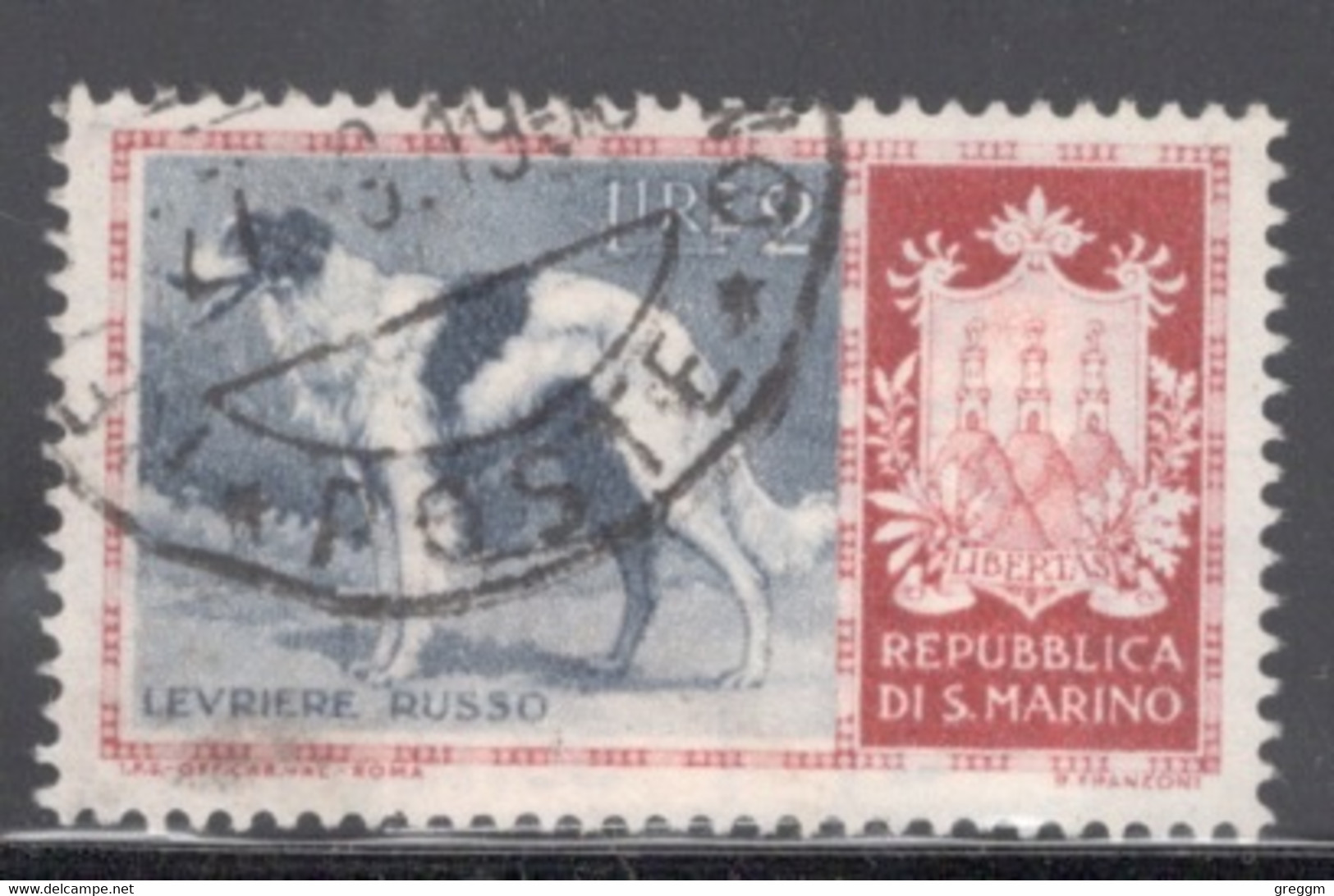 San Marino 1956 Single Stamp From The Dog Set  In Fine Used - Usati