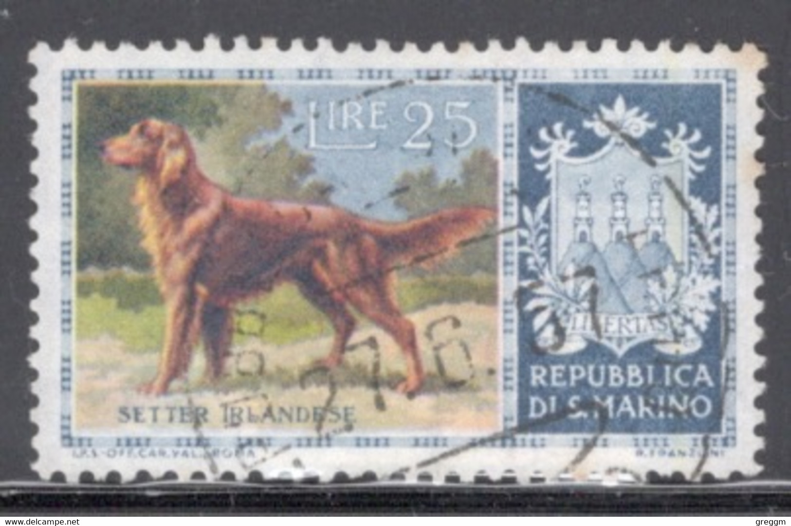 San Marino 1956 Single Stamp From The Dog Set  In Fine Used - Usati