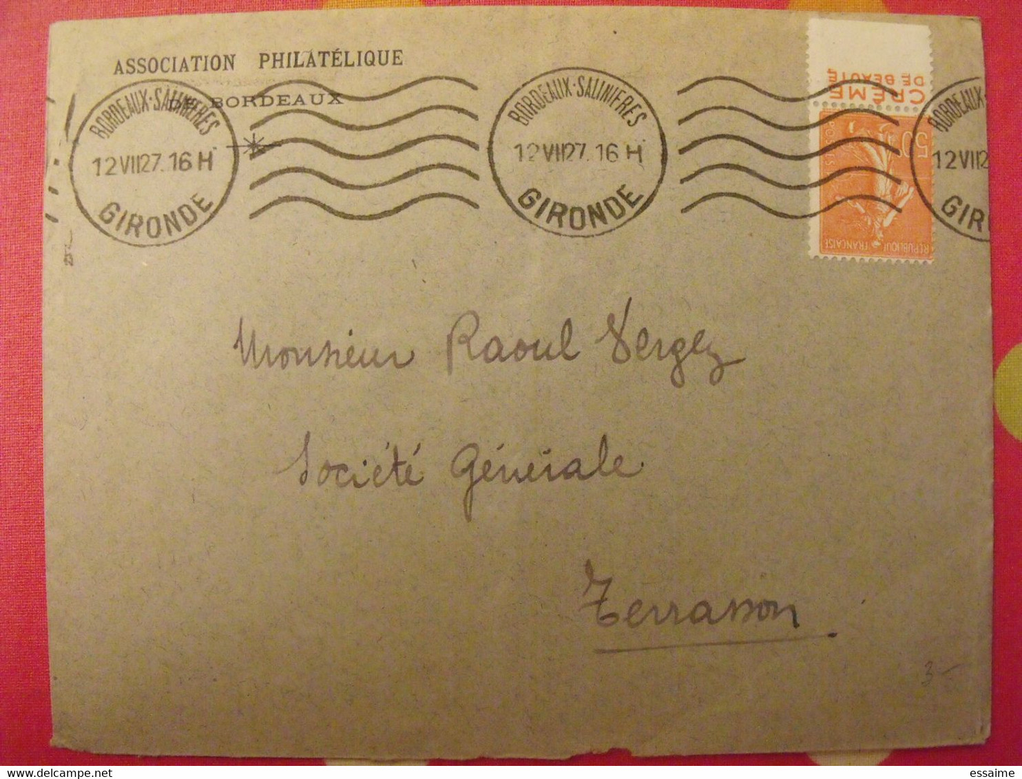 Lettre + Timbre Pub Publicitaire Semeuse N° 199. Gibbs. Publicité Carnet Réclame. - Cartas & Documentos