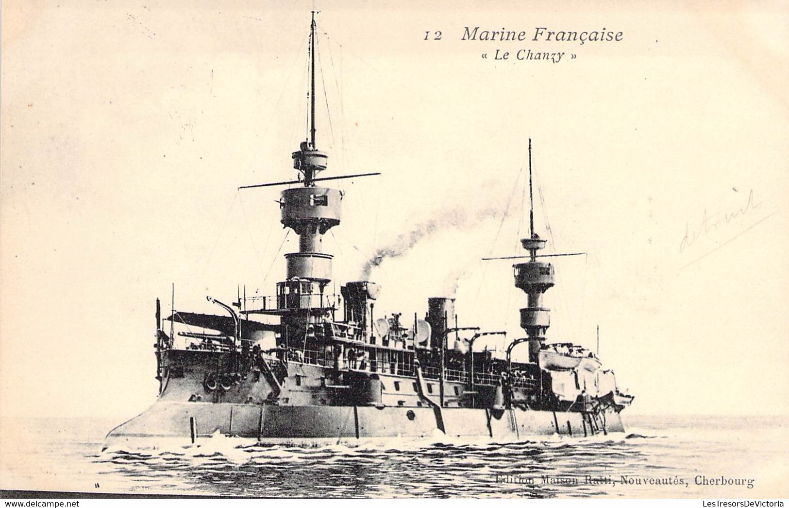 CPA Transports - Bateau - Guerre - Marine Française - Le Chanzy - Edition Maison Ratti Nouveautés Cherbourg - Warships