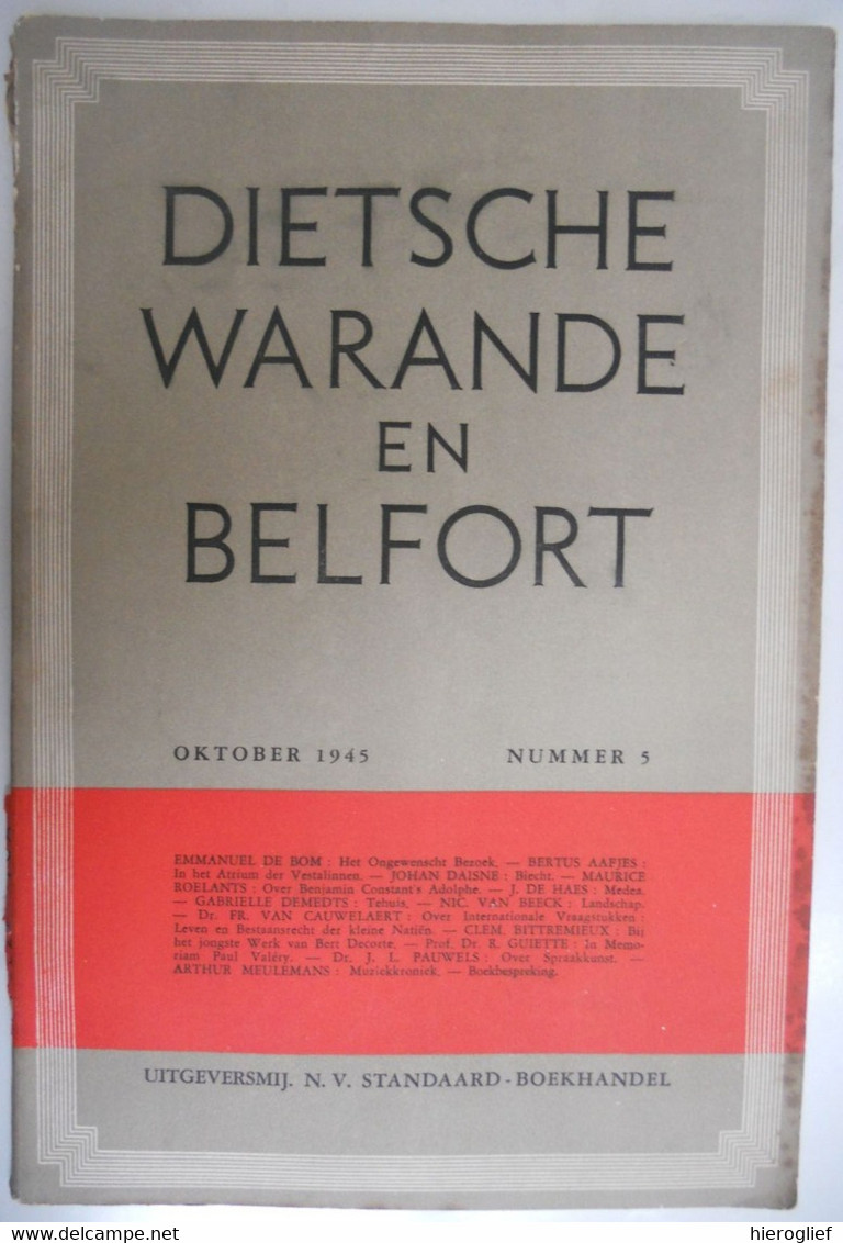 Dietsche Warande & Belfort 1945 Nr 5 Tijdschrift Voor Letterkunde En Geestesleven De Bom Daisne Bittremieux Roelants - Literatura